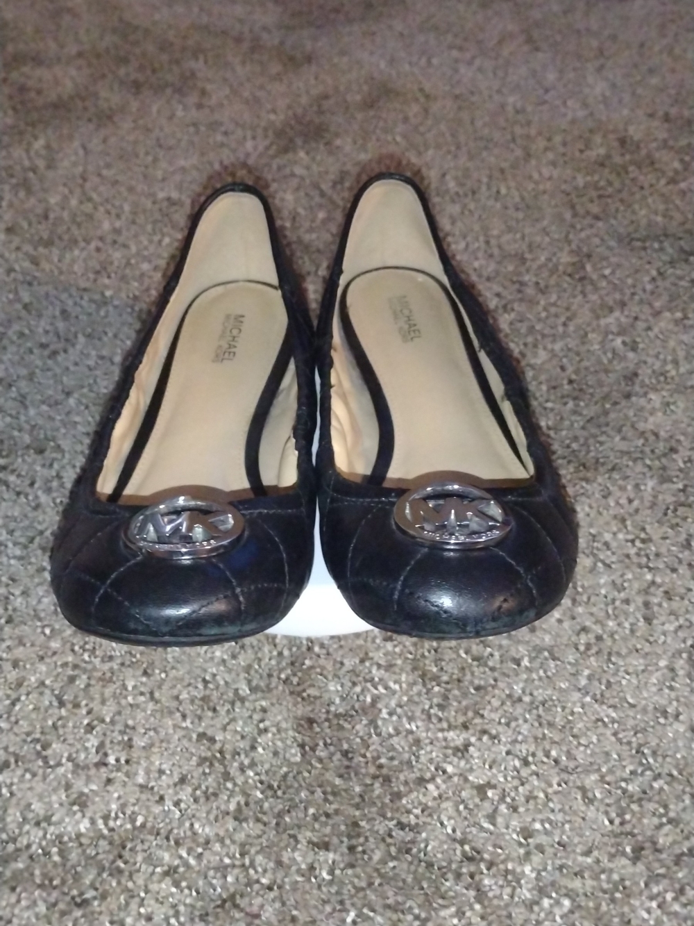 Michael Kors Black Quilted MK Logo Ballet Flats